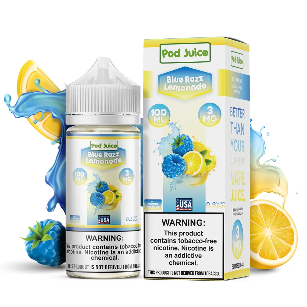 pod juice blue razz lemonade 100ml e-liquid