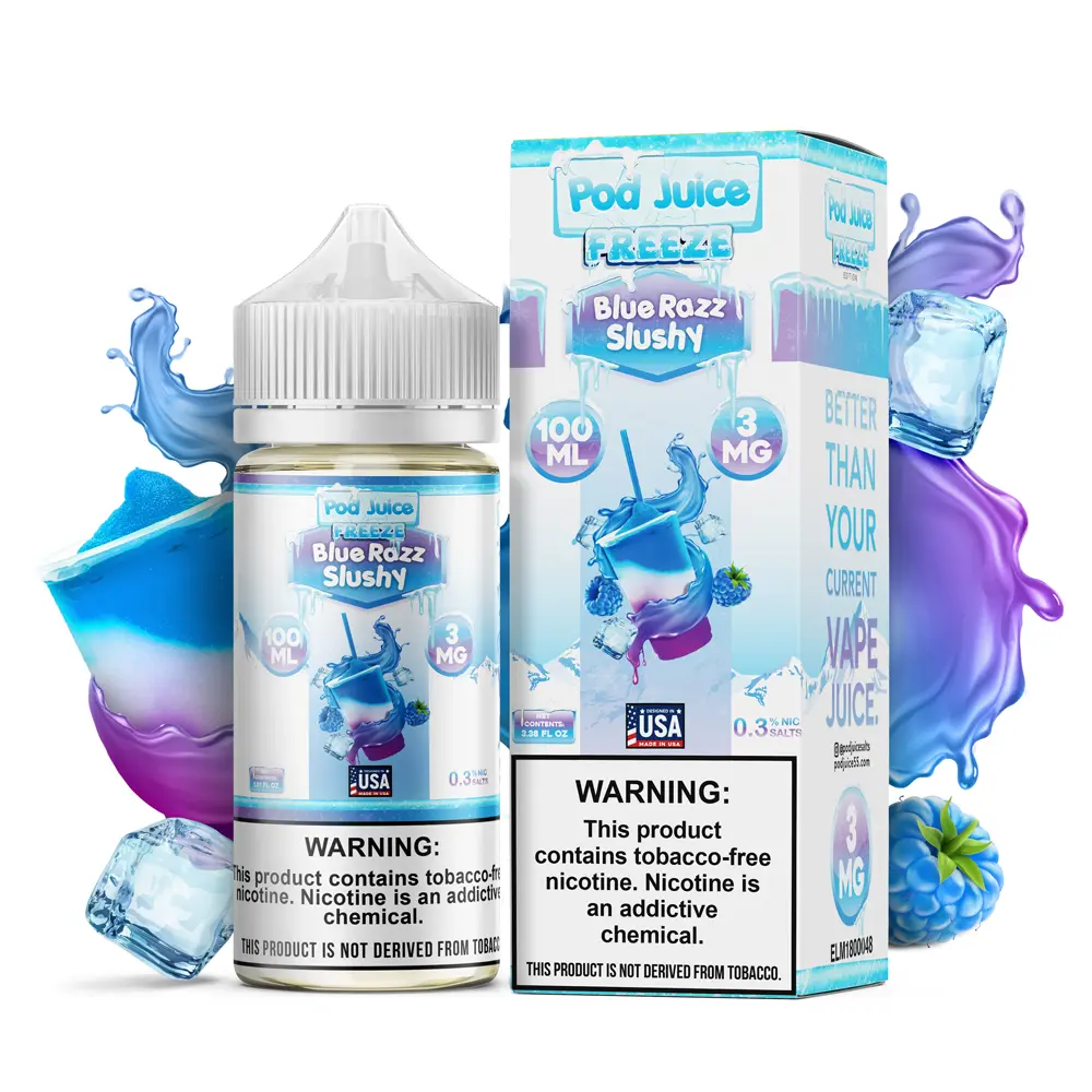 pod juice freeze 100ml blue razz slushy e-liquid