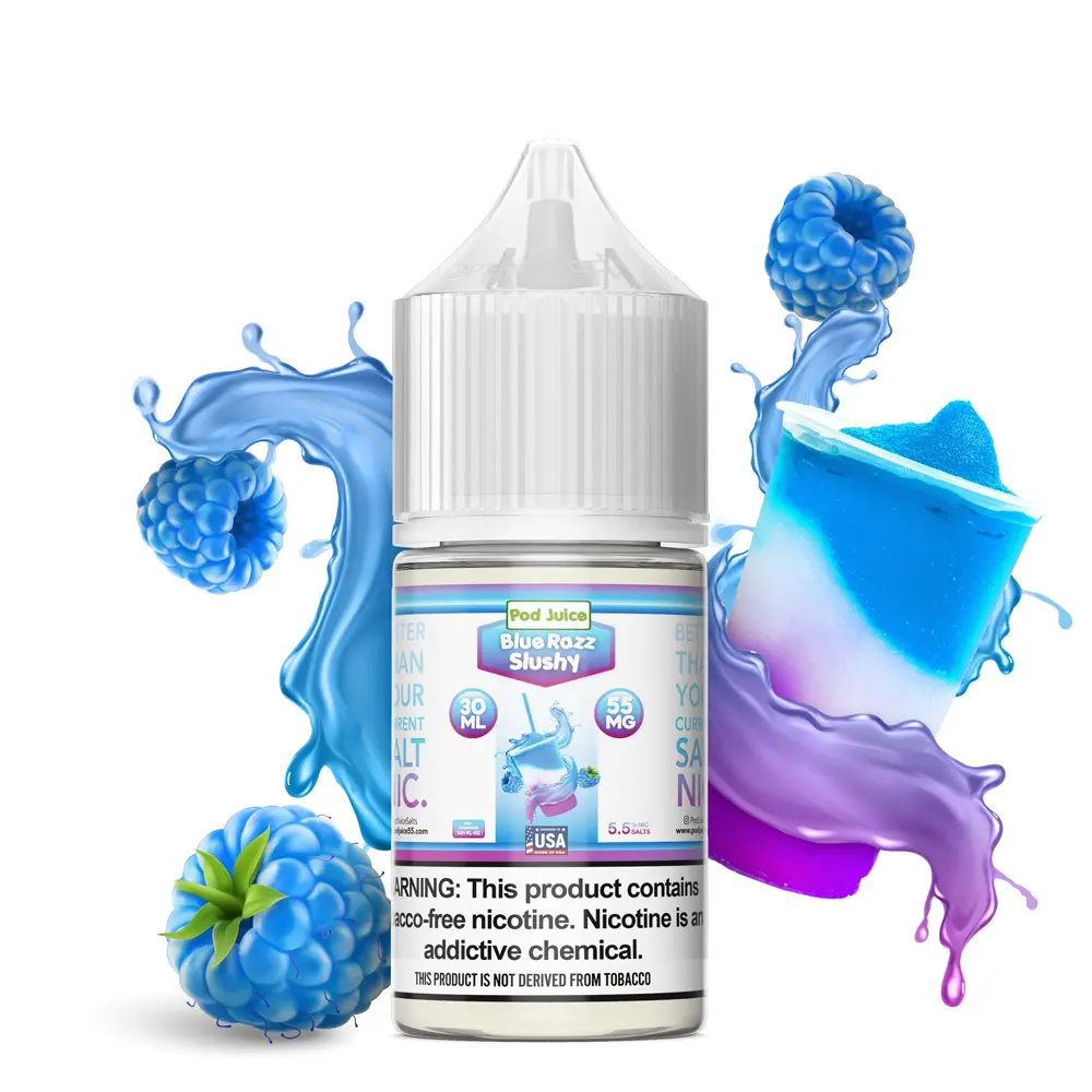 pod juice 30ml e-liquid blue razz slushy